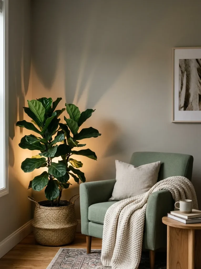 Apartment corner uplighting on wall