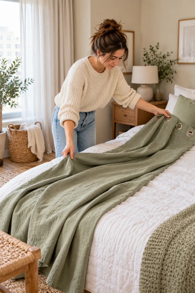 how to hang room divider curtain
