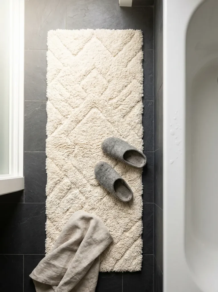 Bath runner on slate tile