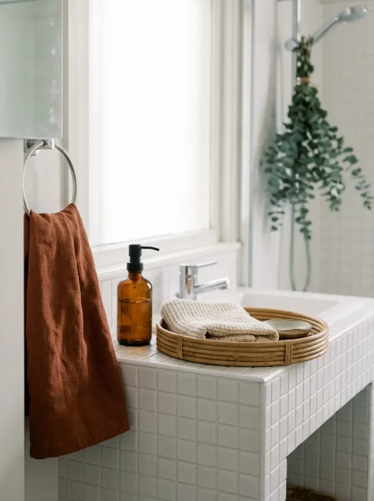 Bathroom sink with hand towel