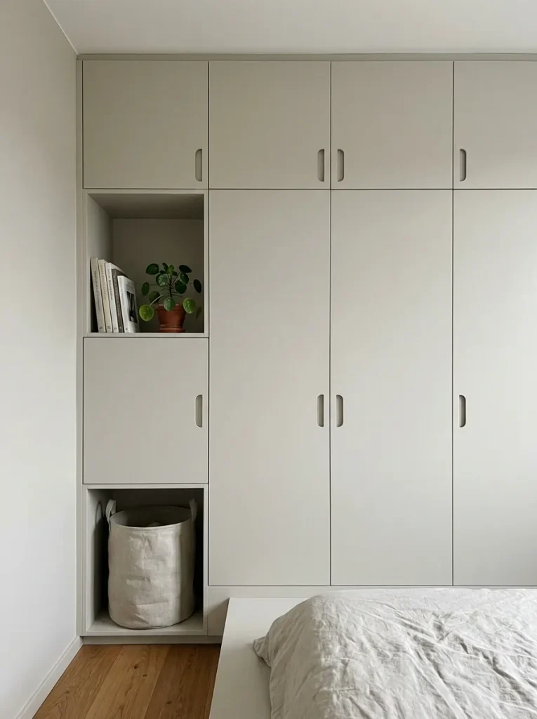 Built-in storage wall in apartment