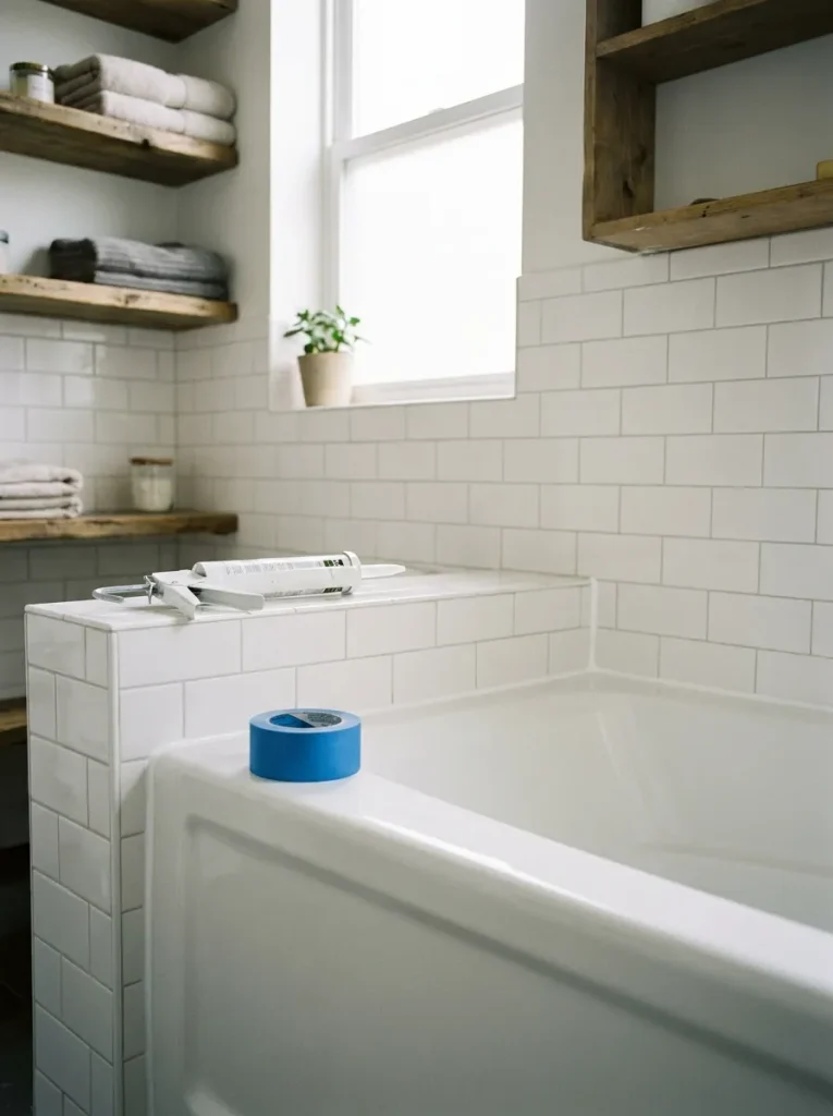 Caulk gun and bathtub seam