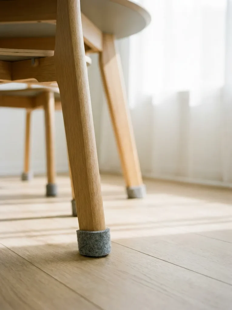 Chair leg on wooden floor