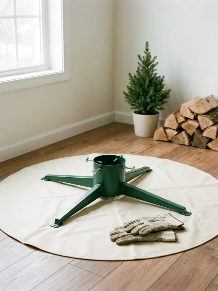 Christmas tree stand setup