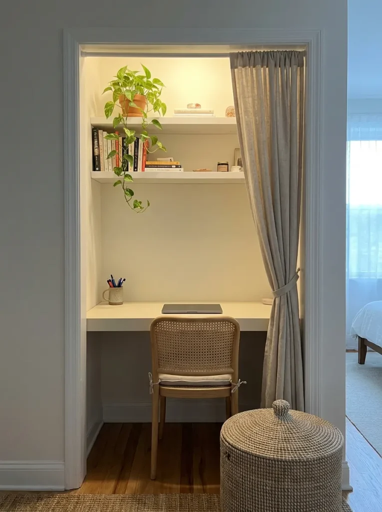 Closet converted into home office