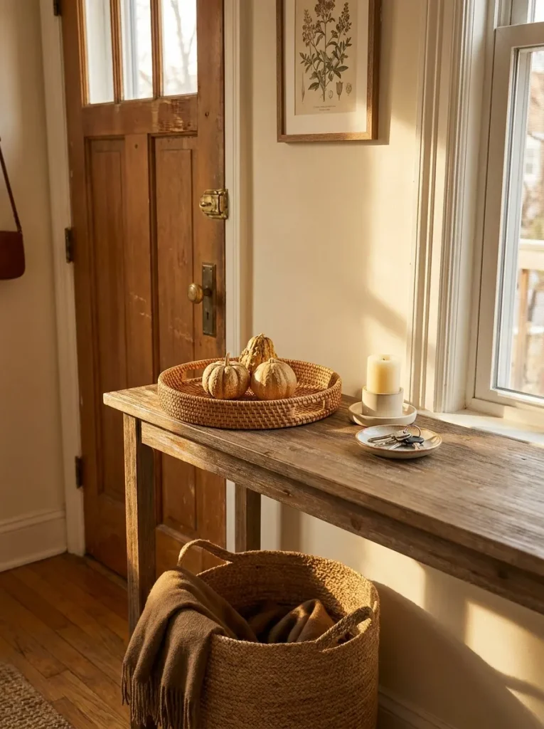 Console table in apartment entryway