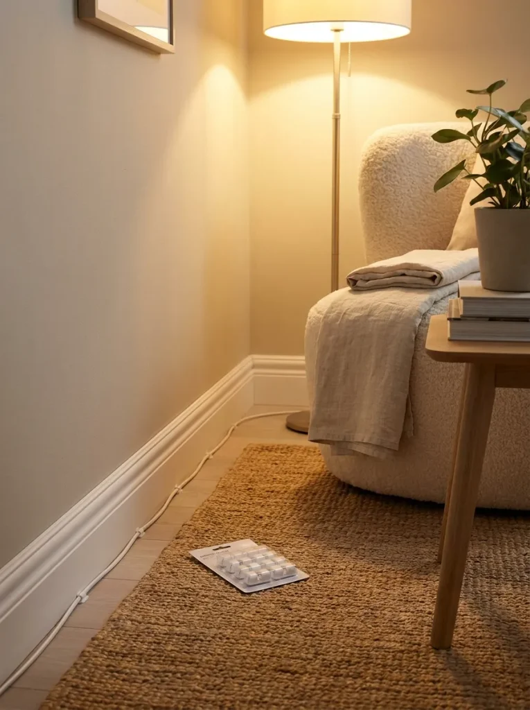 Cord management along baseboard