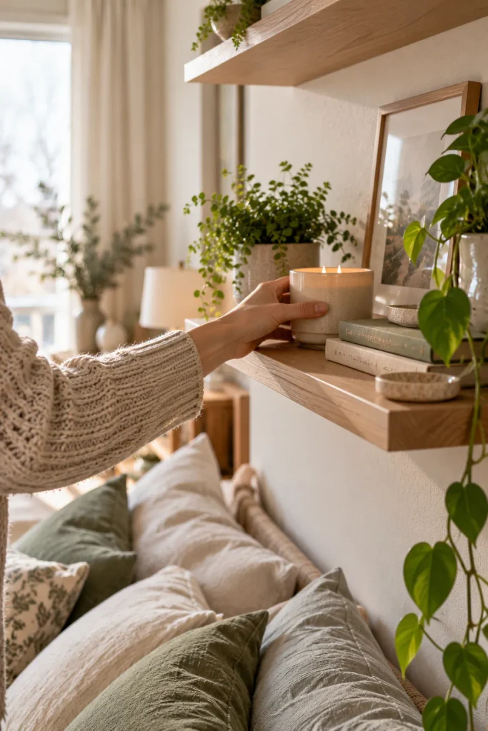 Cosy Candlelit Shelf Nook