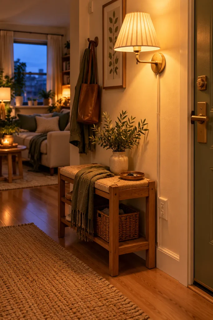 Cosy Dusk Entryway with Warm Light
