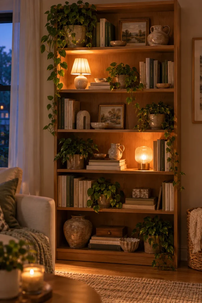 Cosy Evening Bookshelf Retreat