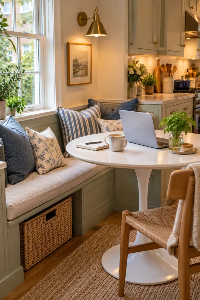 Cosy Sage Kitchen Breakfast Nook
