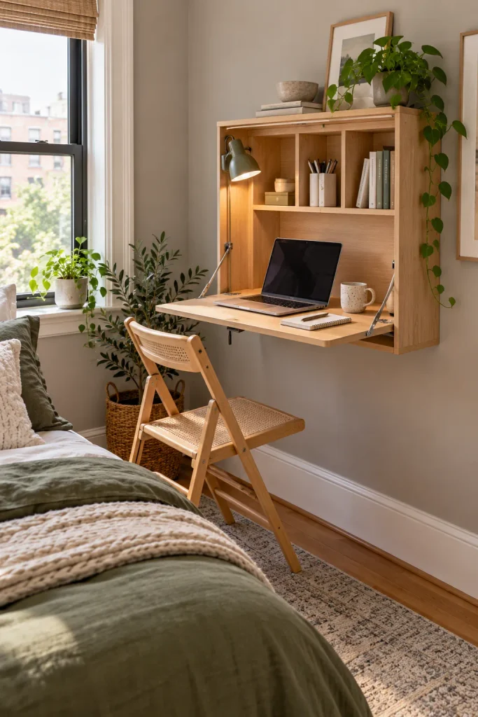 Cosy Scandinavian Fold-Down Workspace
