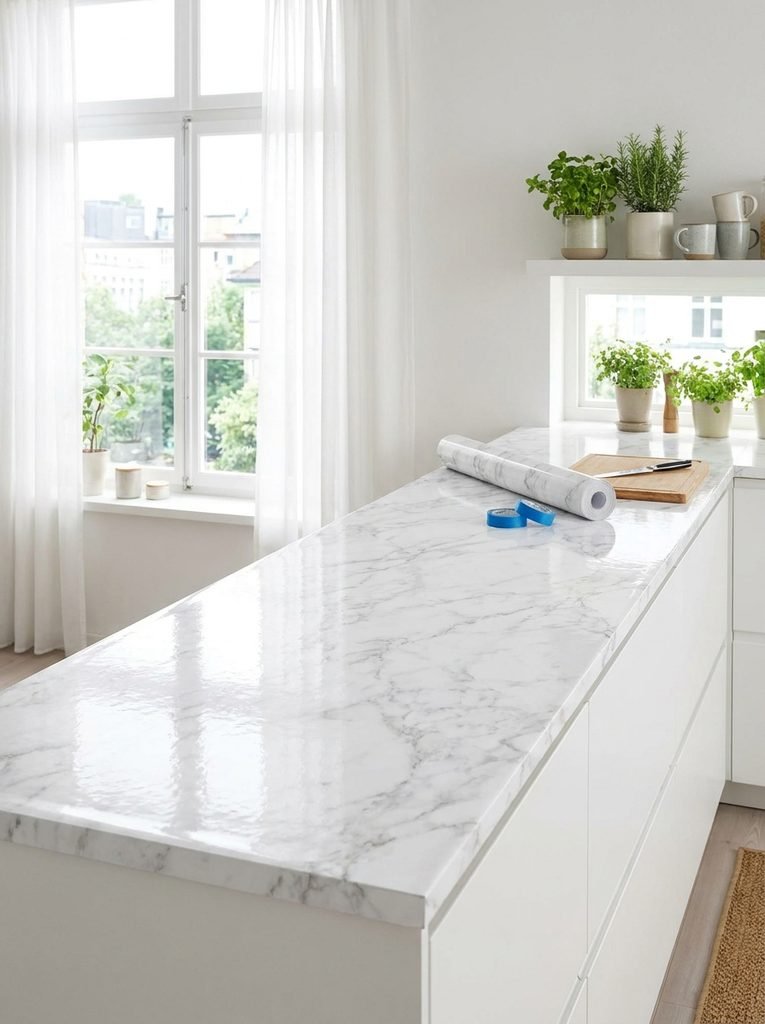 Countertop film installation setup