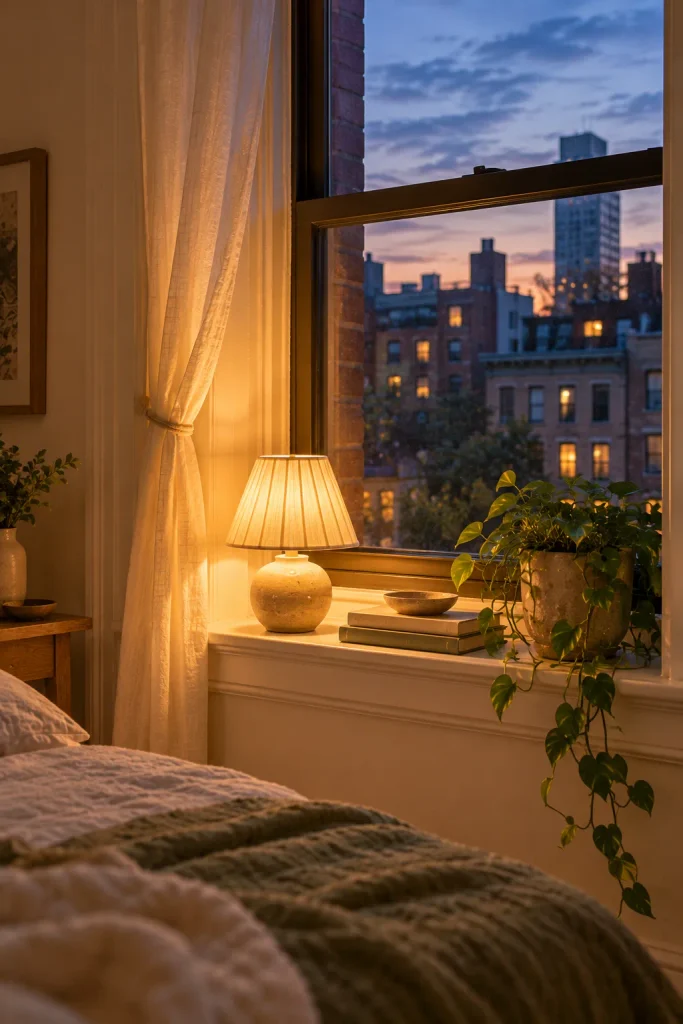 Cozy Twilight Bedroom Window Nook