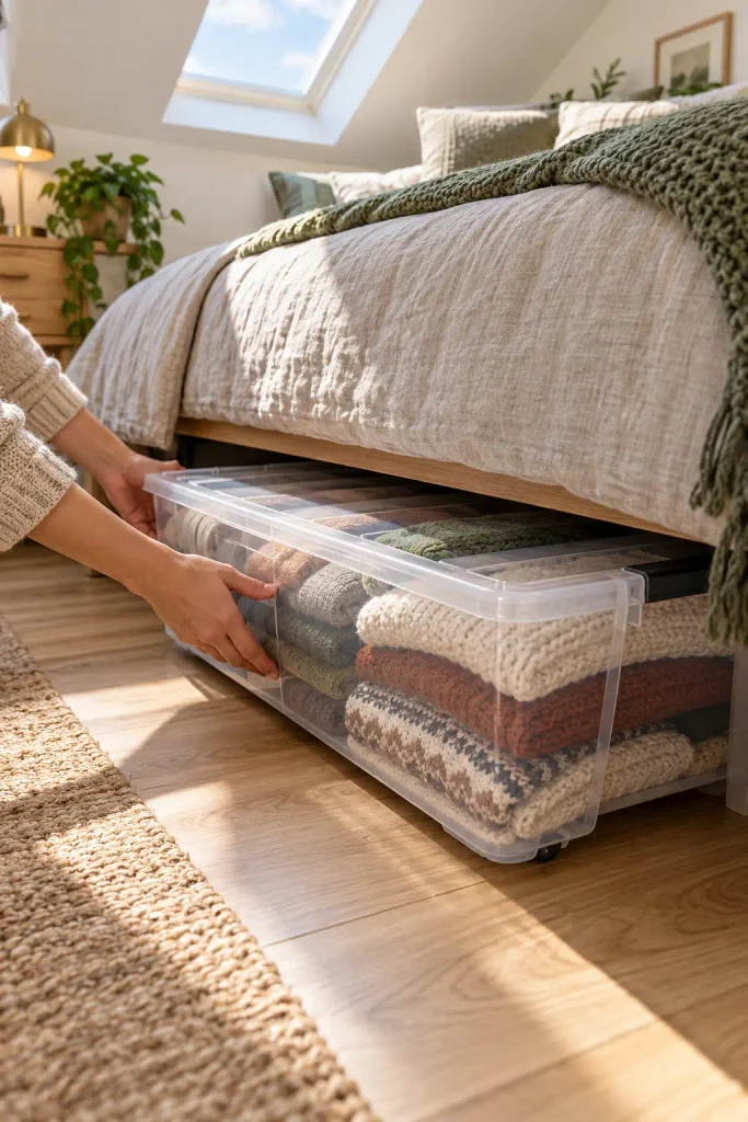 Cozy Under-Bed Sweater Storage
