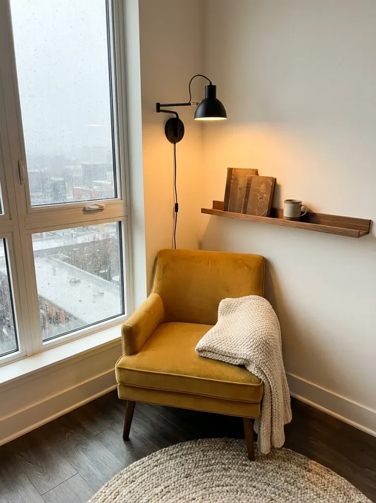 Cozy reading nook in apartment