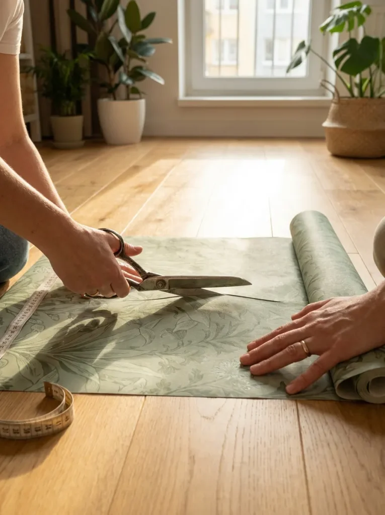 Cutting sage green botanical wallpaper