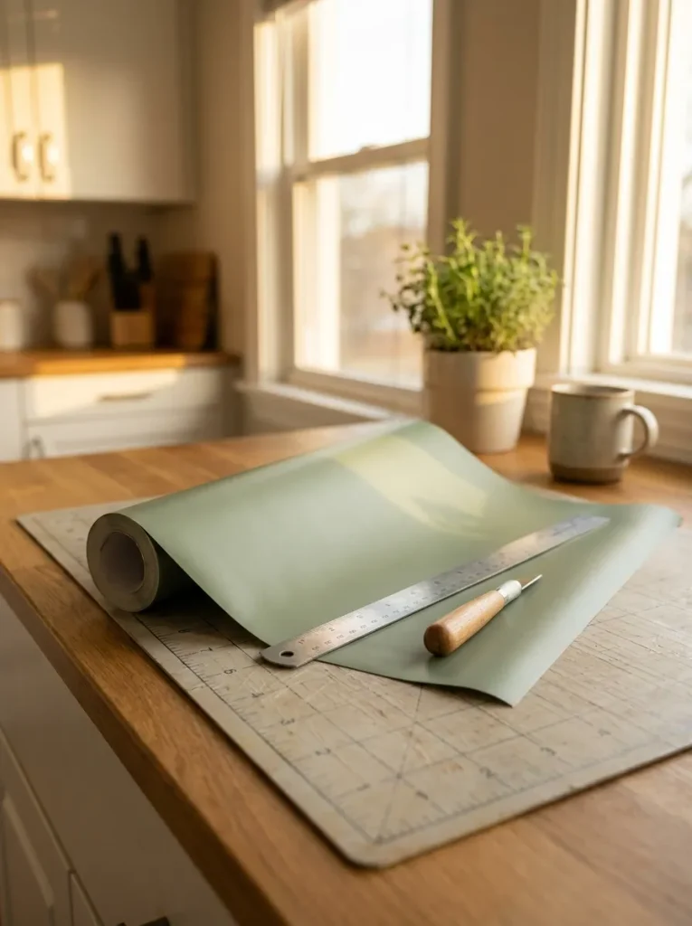 Cutting vinyl for cabinet makeover