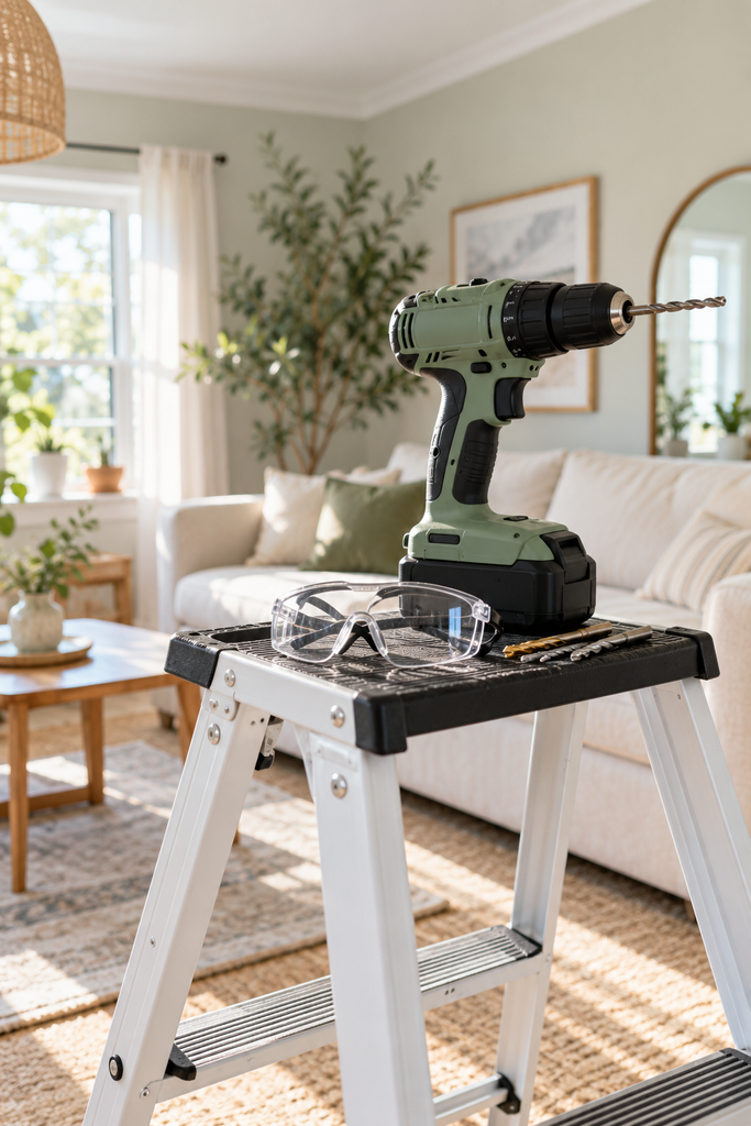 DIY Tools on a Step Ladder
