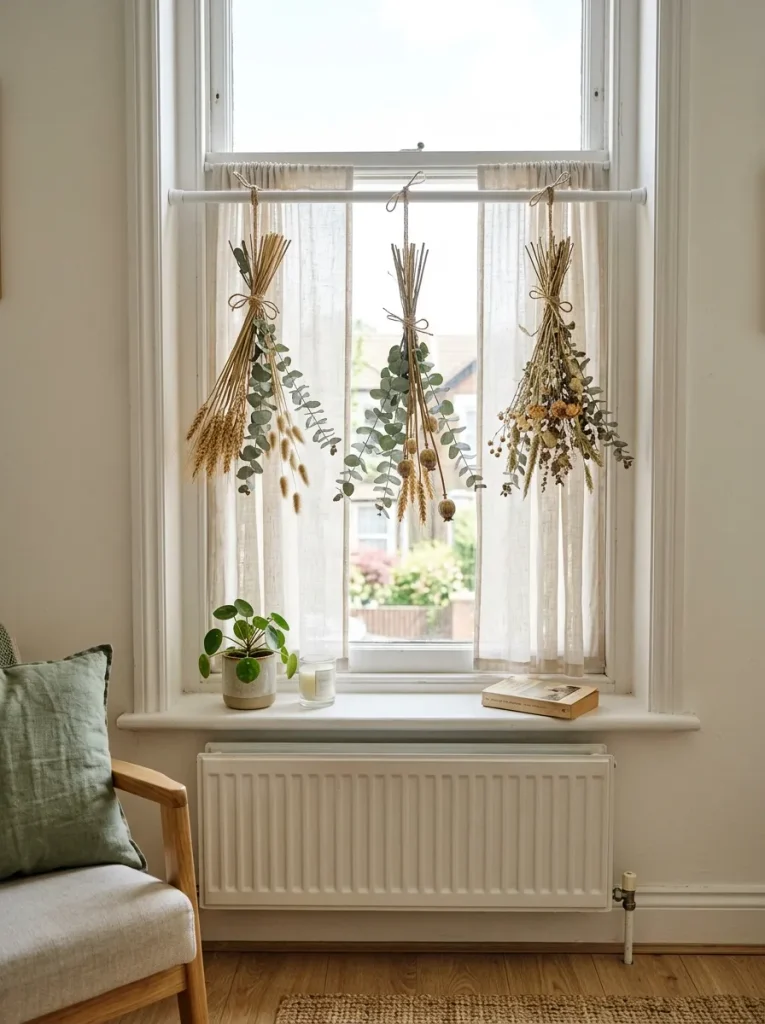 Dried wheat and eucalyptus hanging