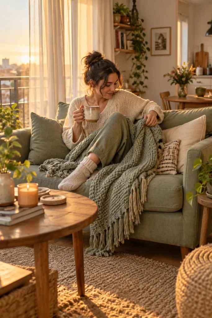 Golden-Hour Hygge Living Room
