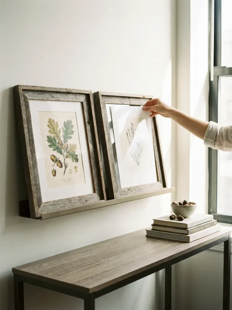 Hand inserting print into frame