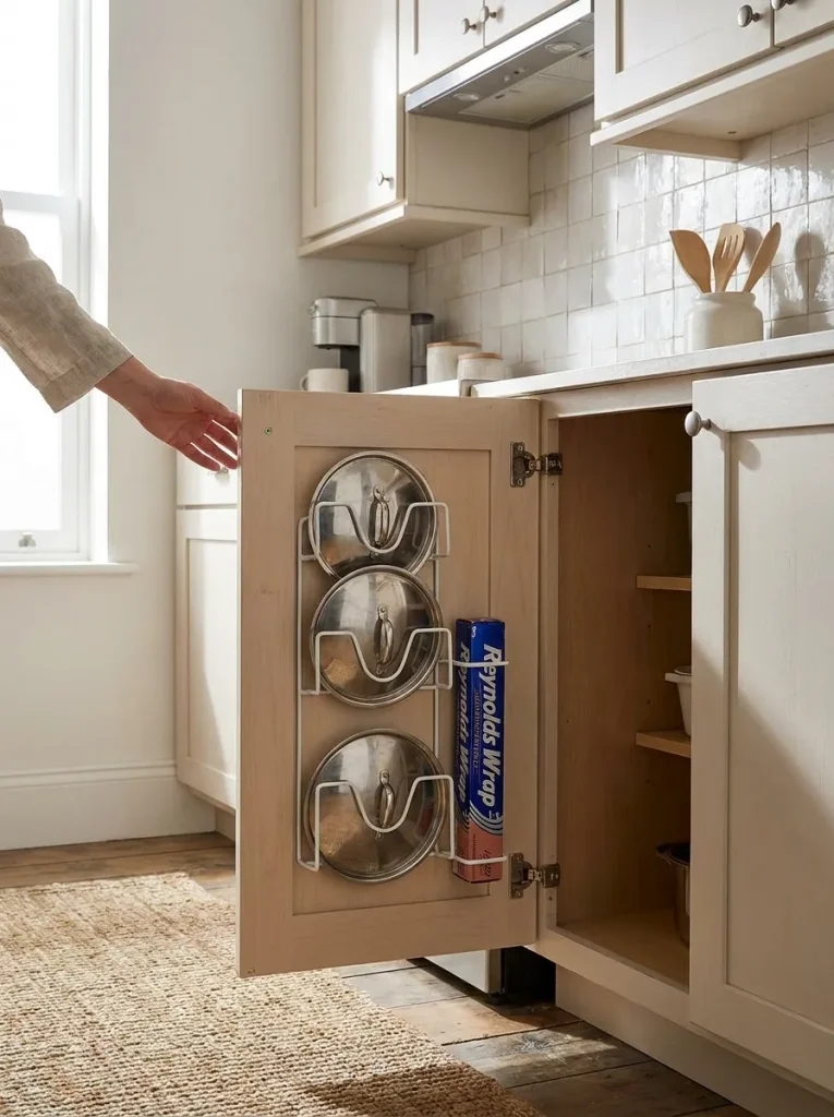 Hand opening kitchen cabinet door