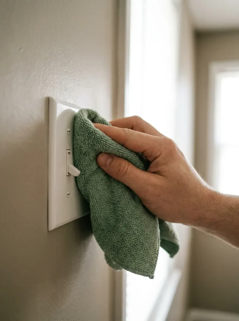 Hand wiping light switch
