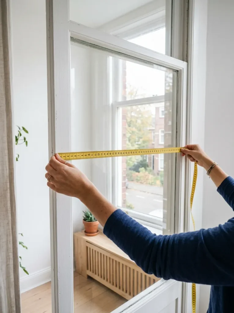 Measure the mounting space with a soft tape
