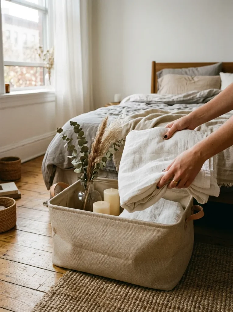 Packing the summer things into the bin