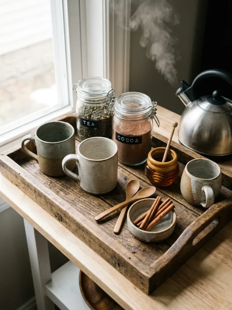 Hot drink station on tray