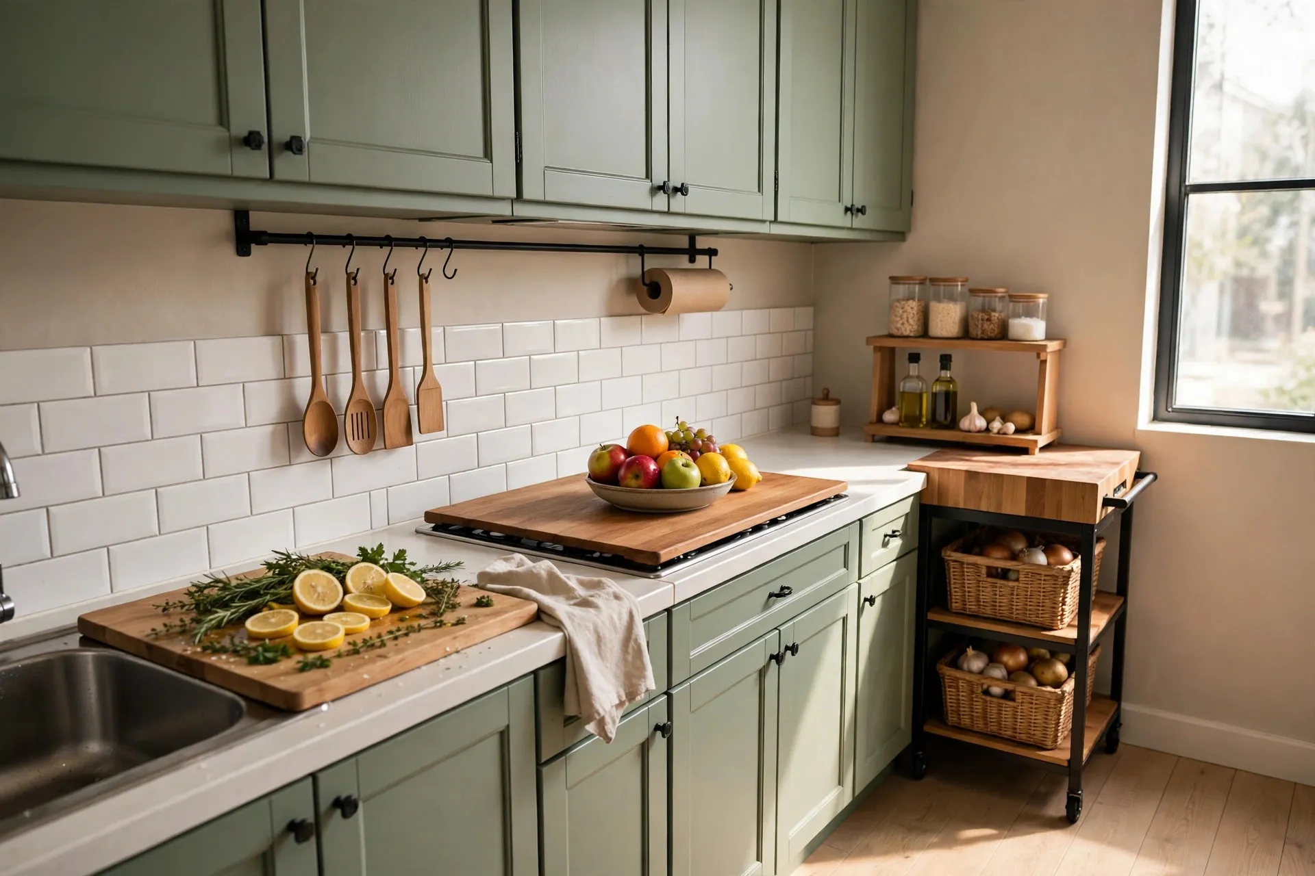 How to Add Counter Space to a Small Kitchen (Without Drilling a Single Hole)