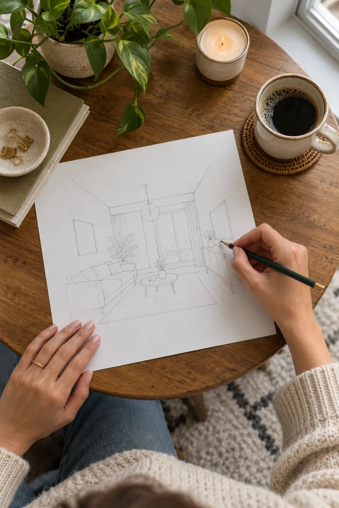 Hygge Interior Sketching by Window