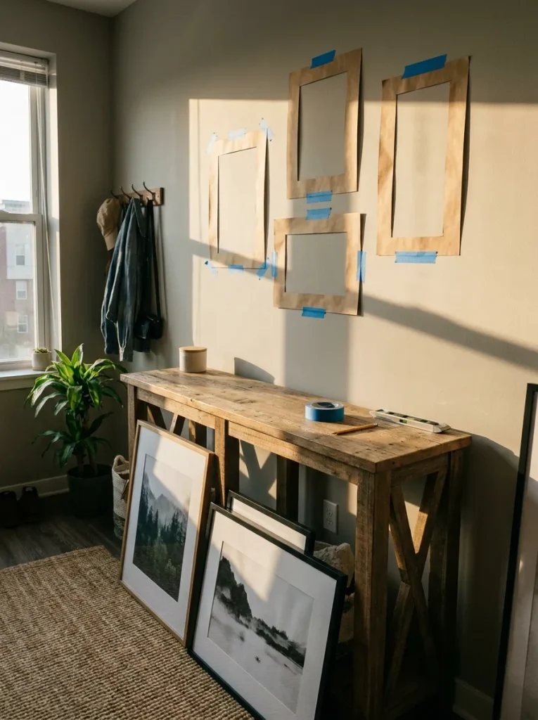 Kraft paper frame templates taped