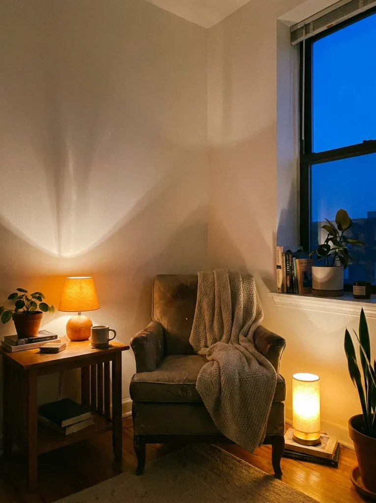 Lamps lighting apartment corner