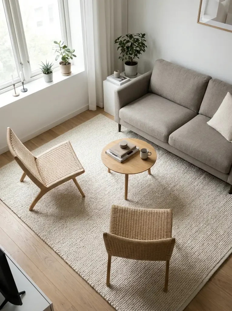 Compact living room seating area