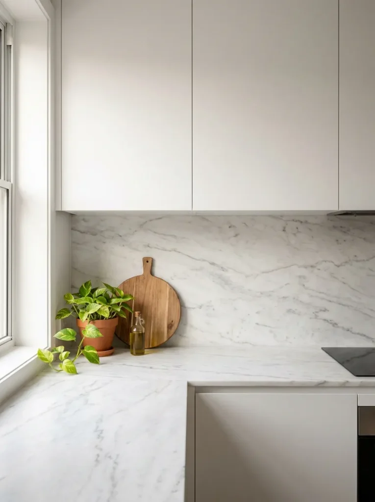 Marble kitchen backsplash
