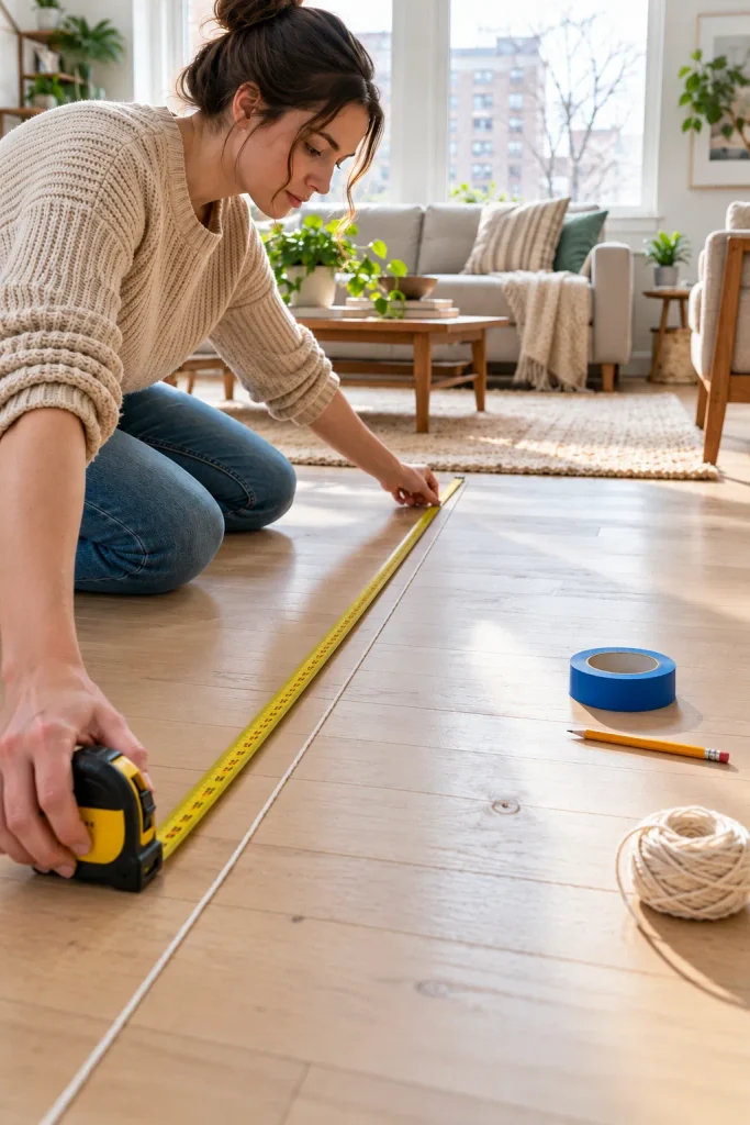 Measuring a Sunlit Living Room Floor
