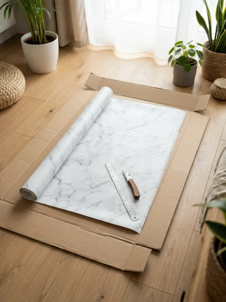 Measuring countertop film for DIY