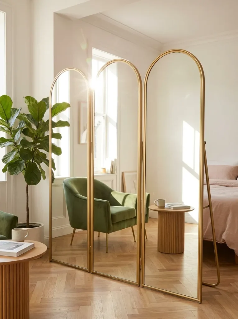 Mirrors acting as room divider