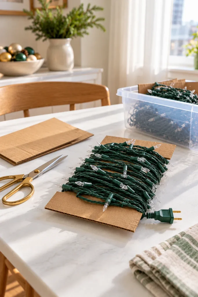 Neatly Wound Christmas Lights for Storage
