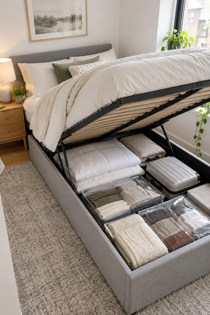 Organised Storage Bed in a Cosy Bedroom
