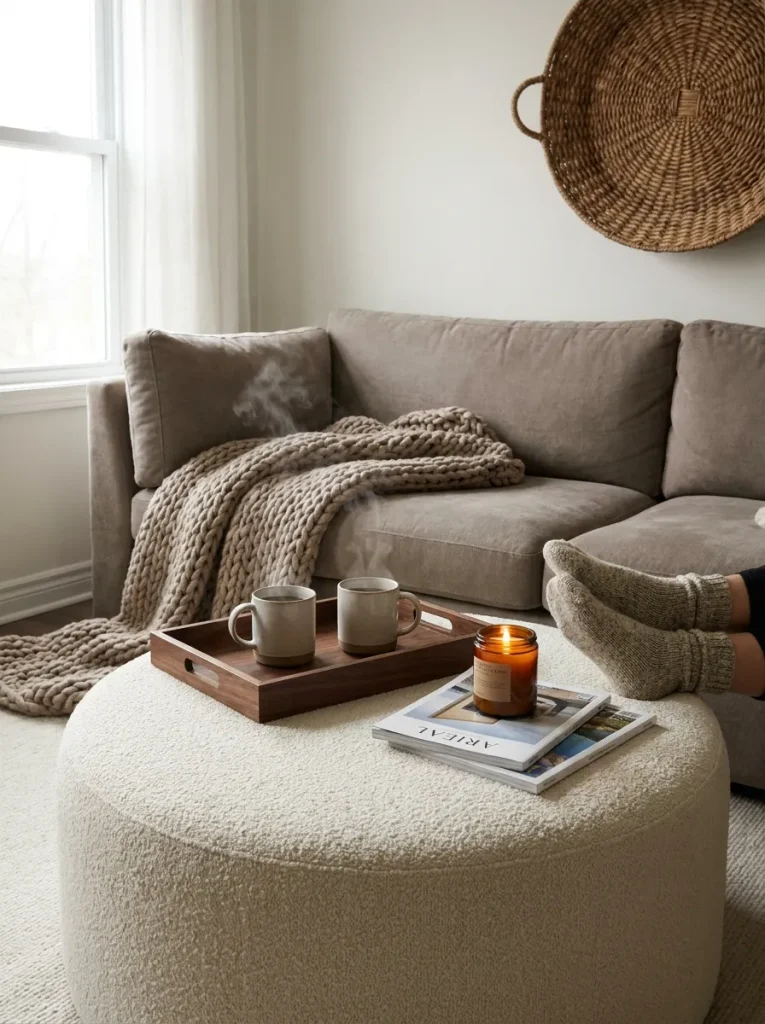 Ottoman used as coffee table