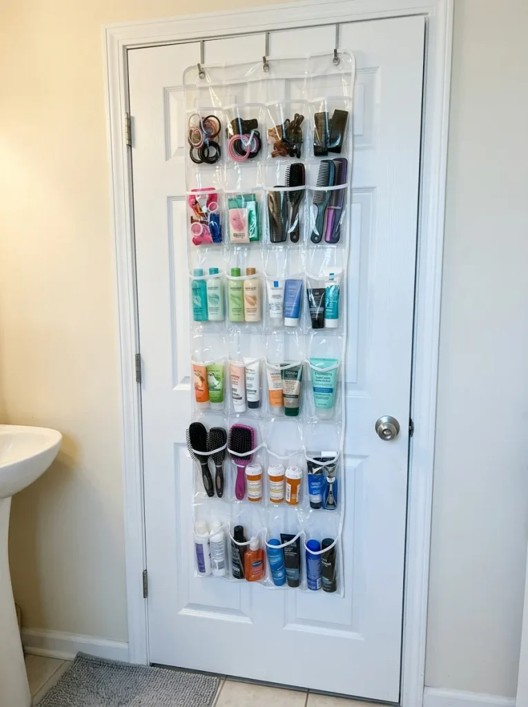 Pocket organizer hanging on door