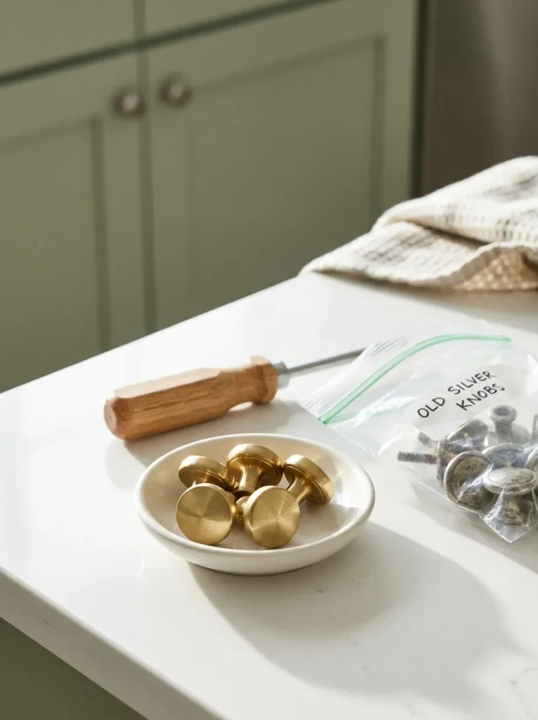 Replacing kitchen cabinet knobs