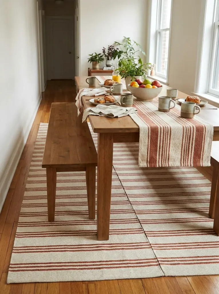 Rug under dining table
