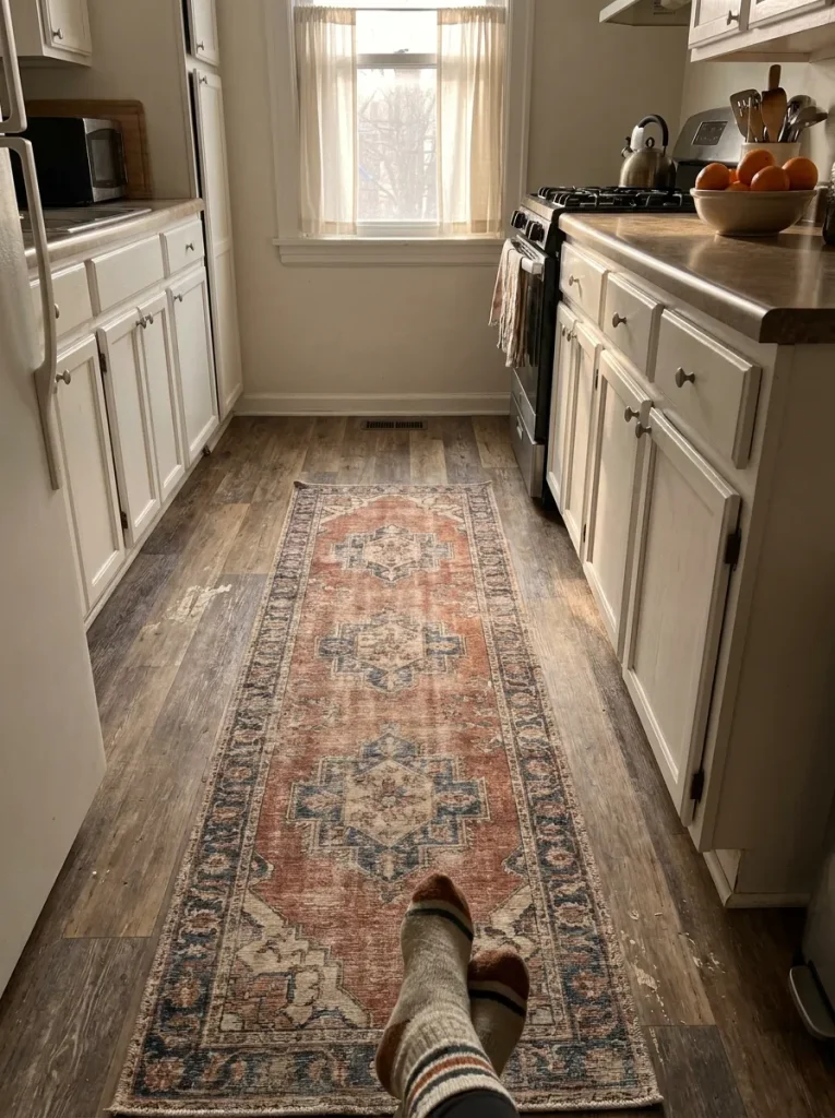 Runner rug in galley kitchen