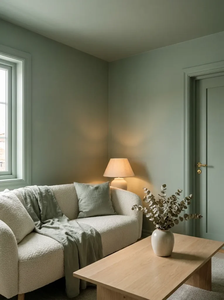 Sage green living room decor