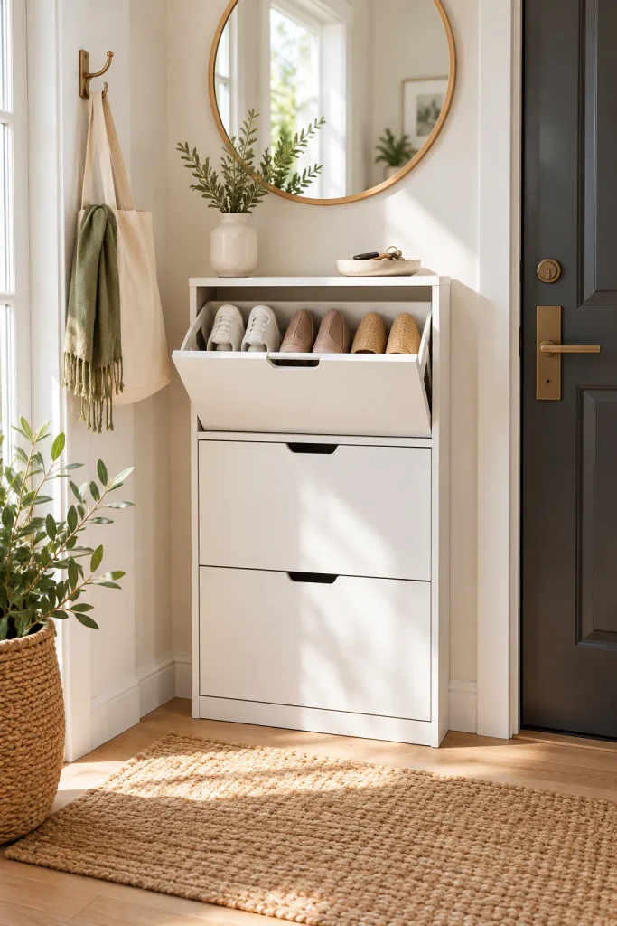 Scandinavian Entryway with Shoe Storage
