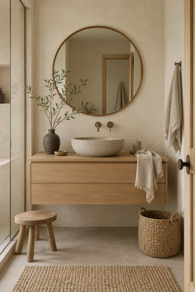 Serene Scandinavian Oak Vanity Bathroom
